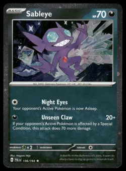 SWIRL Sableye (Cosmos Holo) Rare Miscellaneous Cards & Products 136/193 NM - Image 1