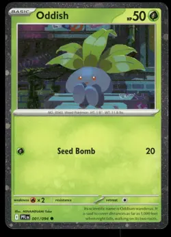 Oddish 001/094 Phantasmal Flames Cosmos SWIRL Holo Rare Pokemon Card NM - Image 1