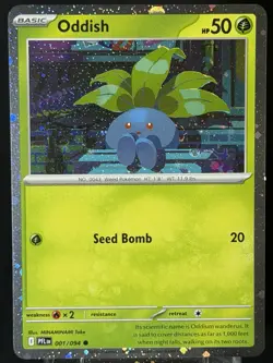 Oddish 001/094 Phantasmal Flames Cosmos SWIRL Holo Rare Pokemon Card NM - Image 3