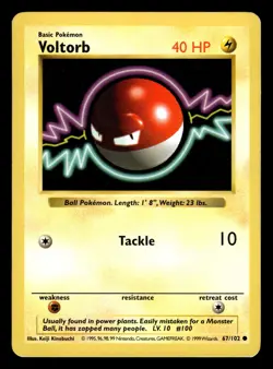Voltorb 67/102 Shadowless Base Set Pokemon Card - Image 1