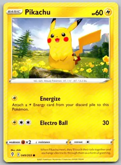 Pikachu 049/203 Common Evolving Skies Pokemon Near Mint - Image 1