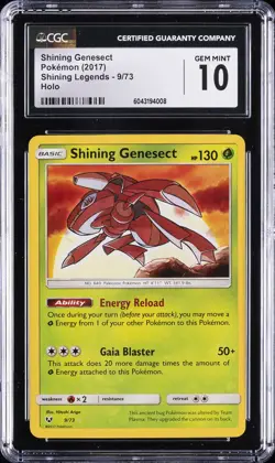 2017 POKEMON SHINING LEGENDS HOLO #09 SHINING GENESECT CGC 10 GEM MINT - Image 1