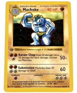 Pokemon Base Set - Machoke - 1st Edition Shadowless WoTC - LP - 34/102 - Image 1