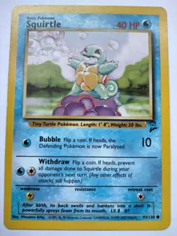 1999/2000 POKEMON SQUIRTLE 93/130 BASE SET 2 WOTC ORIGINAL - Image 1