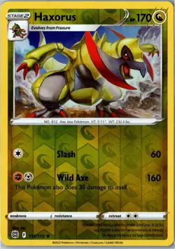 Haxorus - 112/172 - Brilliant Stars - Rare Reverse Holo - Near Mint - Image 1