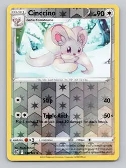 Cinccino 125/172 Uncommon Brilliant Stars Pokemon Reverse Holo Near Mint - Image 1