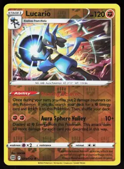 Lucario 079/172 2022 Rare Brilliant Stars Pokemon Reverse Holo - Image 1