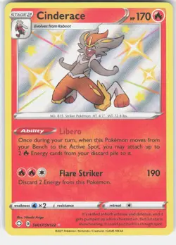 Cinderace SV017/SV122 Shiny Rare Shining Fates Shiny Vault Pokemon Holo NM - Image 1