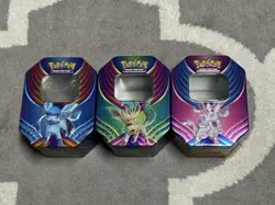 3x Pokemon TCG Evolution Celebration Empty Tin Set - Glaceon, Sylveon, Leafeon - Image 1