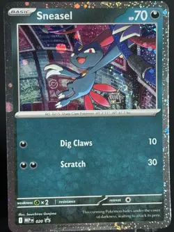 🌀 SWIRL Sneasel Cosmos Holo Pokemon - Mega Evolution Black Star Promo NM #2 - Image 1