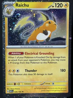 Swirl 🌀 Raichu 026/165 Cosmos Holo Pokemon TCG 151 Promo NM Off Center Error - Image 1