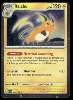 Swirl 🌀 Raichu 026/165 Cosmos Holo Pokemon TCG 151 Promo NM Off Center Error - Image 2