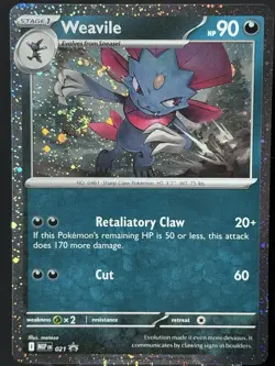 SWIRL 🌀 Weavile (Cosmos Holo) 021 ME: Mega Evolution Black Star Promo Pokemon - Image 1