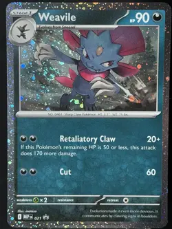 SWIRL 🌀 Weavile (Cosmos Holo) 021 ME: Mega Evolution Black Star Promo Pokemon - Image 2