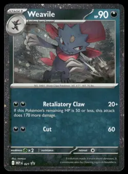 SWIRL 🌀 Weavile (Cosmos Holo) 021 ME: Mega Evolution Black Star Promo Pokemon - Image 3