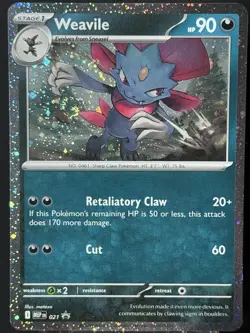 SWIRL 🌀 Weavile (Cosmos Holo) 021 ME: Mega Evolution Black Star Promo Pokemon - Image 5