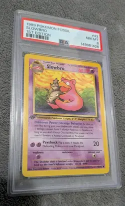 1999 Pokemon Fossil Slowbro 1st Edition #43 PSA 8 NM MT - Image 1