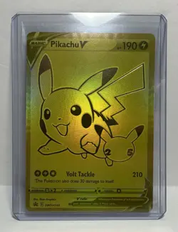 Pikachu V Full Art Gold SWSH145 Pokemon Celebrations Black Star Promo - Image 1