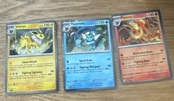 Vaporeon 168 Flareon 167 Jolteon 169 Promo Set of 3 Prismatic Poster Pokemon - Image 1