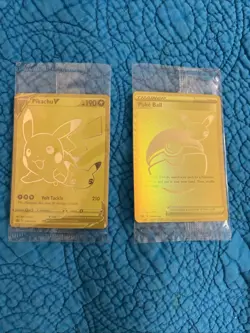 Pikachu V Gold and Pokeball SWSH145/SWSH146 Pokemon TCG Celebrations X2 Sealed - Image 1
