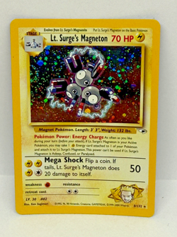 Lt. Surge's Magneton 8/132 Rare Gym Heroes Pokemon Unlimited Holo SWIRL - Image 1