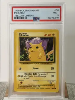 1999 Pokemon Pikachu Yellow Cheeks #058/102 PSA 9 - Image 1