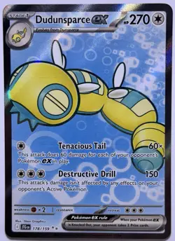 Pokemon Card Dundunsparce EX Full Art Ultra Rare Card 178/159 Journey Together - Image 1