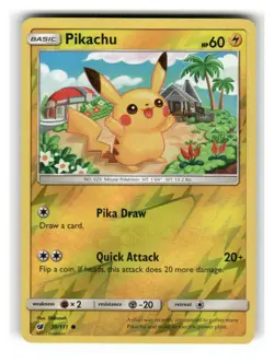 Pikachu 30/111 Common Crimson Invasion Pokemon Reverse Holo Lightly Played - Image 1