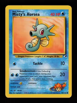 Misty's Horsea 86/132 Unlimited Common Gym Heroes Pokemon Cards - Image 1