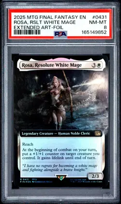 2025 MTG FINAL FANTASY EXTENDED ART-FOIL #0431 ROSA, RESOLUTE WHITE MAGE PSA 8 - Image 1