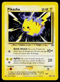 Pikachu 70/111 Neo Genesis Unlimited Common Moderately Played - Image 1