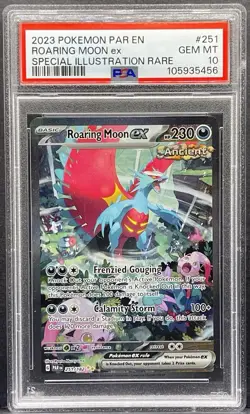 Pokemon PAR EN Roaring Moon ex Special Illustration Rare SIR 251/182 PSA 10 GEM - Image 1