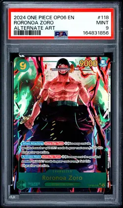 2024 One Piece CCG OP06-118 Roronoa Zoro Alt Art Foil PSA 9 SEC 9000 - Image 1