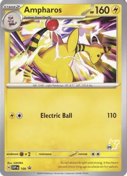 Ampharos 109 - Pikachu #28 Battle Academy 2024 (Black Star Promo Card) - Image 1
