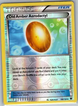Old Amber Aerodactyl 106/124 Reverse Holo XY - Fates Collide - Pokemon Card - NM - Image 1