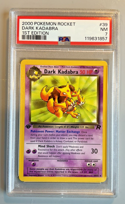 Pokemon Card 2000 Rocket 1st Edition DARK KADABRA 39/82 PSA 7 - Image 1