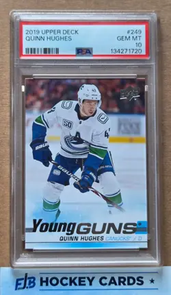 2019-2020 Upper Deck Series 1 Quinn Hughes #249 Young Guns PSA 10 - Image 1
