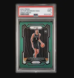 PSA 9 Victor Wembanyama Spurs Panini Green Prizm Holo #136 2023 Rookie Card RC - Image 1