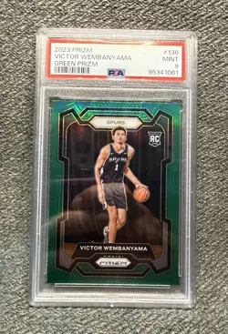 PSA 9 Victor Wembanyama Spurs Panini Green Prizm Holo #136 2023 Rookie Card RC - Image 2