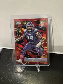 2025 Topps Chrome Cosmic Donovan Jackson Rookie Red Flare Refractor #/5 Vikings - Image 1