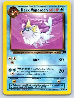 Dark Vaporeon 45/82 Uncommon Team Rocket Pokemon Unlimited Heavily Played - Image 1