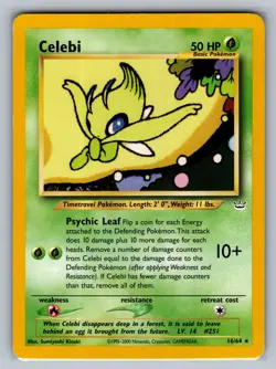 Celebi (16) Neo Revelation #16/64 Rare Pokemon Card - Image 1