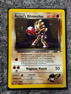 Pokemon TCG Rockets Hitmonchan Holo Rare Card 11/132 Gym Heroes - Image 1