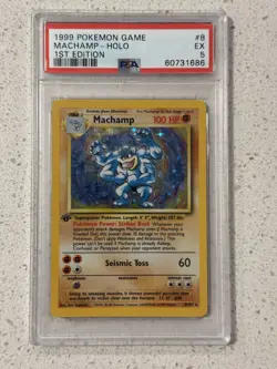 1999 POKEMON BASE SET 1ST EDITION #8 MACHAMP-HOLO PSA 5 - Image 1