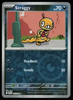 Scraggy 057/086 Common White Flare Pokemon Reverse Holo Near Mint - Image 1