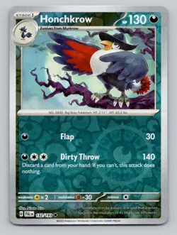 Honchkrow 132/193 Uncommon Paldea Evolved Pokemon Reverse Holo Near Mint - Image 1