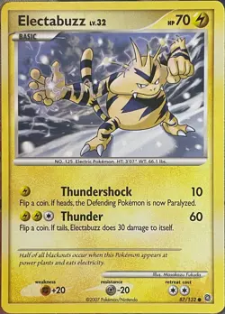 Electabuzz LV. 32 - 87/132 - Secret Wonders Pokemon 2007 - Image 1