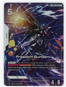 Gundam Card Game TCG GD01 Newtype Rising: GD01-065 Freedom Gundam LR+ Alt Art - Image 1