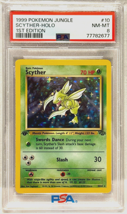 1999 POKEMON JUNGLE #10 SCYTHER 1ST EDITION HOLO PSA 8 NM - MT CARD - Image 1