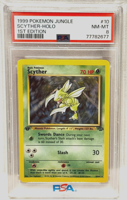 1999 POKEMON JUNGLE #10 SCYTHER 1ST EDITION HOLO PSA 8 NM - MT CARD - Image 2